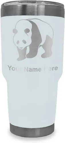 Vista 9 de LaserGram Vaso aislado al vacío de 20 onzas, oso panda, grabado personalizado incluido (negro)