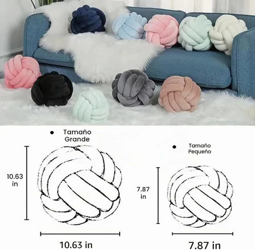 Vista 4 de Almohada de nudo, almohada redonda de nudo suave, cojín decorativo hecho a mano para automóvil, cama, sofá, sillones, sala de estar, decoración
