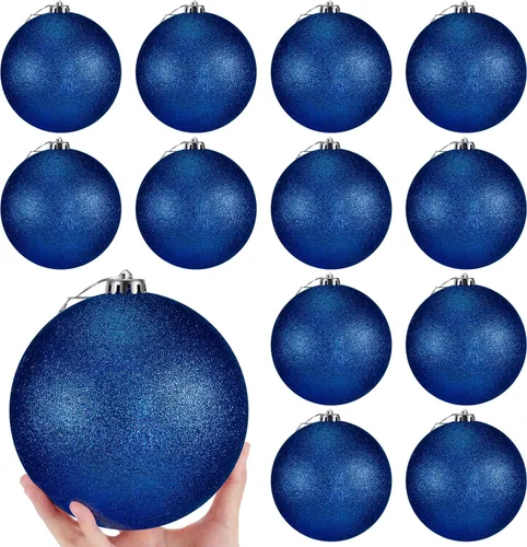 Vista 8 de Poen 12 piezas de adornos de bolas de Navidad grandes de 6 pulgadas con purpurina, adornos de Navidad extra grandes, bolas de Navidad gigantes