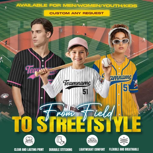 Vista 4 de Camiseta de béisbol a rayas personalizadas con logotipo de número de nombre para hombres, mujeres, jóvenes, niños, camiseta de uniforme