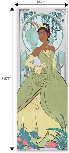 Vista 7 de Open Road Brands Disney - Lienzo decorativo para pared, diseño de princesa y rana Tiana, estilo Art Nouveau, diseño de princesa de Disney