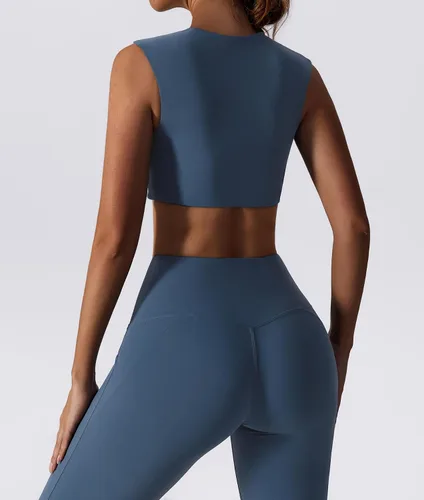 Vista 5 de ABOCIW Conjuntos de entrenamiento para mujer, 2 piezas, leggings acampanados de cintura alta, dobladillo con abertura, cuello en V, brasier
