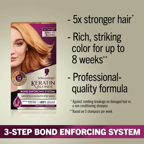 Vista 11 de Schwarzkopf Keratin - Tinte para el cabello rubio, 7.0 rubio ceniza oscuro, coloración permanente de calidad profesional, sistema de refuerzo