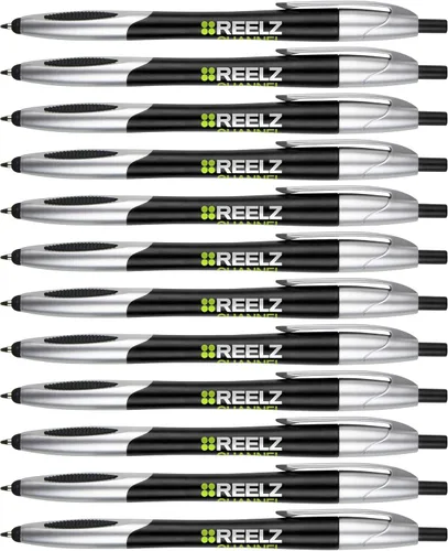 Vista 12 de ExpressDesigns™ - Bolígrafo personalizado con lápiz capacitivo - The Glide Click action Custom - Tinta de escritura negra - Bolígrafos con nombre