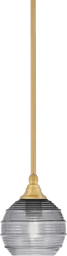 Vista 45 de Toltec Lighting Tallo Colgado Mini colgante, acabado de cobre negro, 3.5" cuadrado humo burbuja vidrio