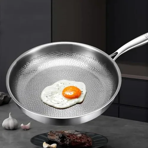 Vista 5 de Sartén martillada de titanio Pro con tapa, 2026 nueva olla de titanio de cocina de 10 pulgadas