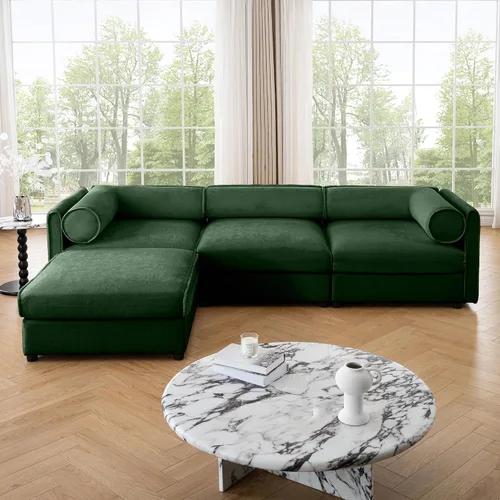 Vista 10 de KEVINSPACE Sofá de 104.72 pulgadas, moderno de mediados de siglo, sofá de 3 plazas para sala de estar, sofás de asiento profundo, muebles, cómodos