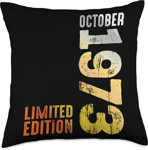 Vista 4 de Since October 1973 Retro 1973 Vintage 1973 October Throw Pillow