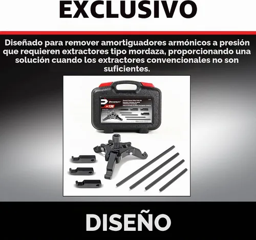 Vista 4 de Juego de extractor de equilibrador armónico Powerbuilt, prensa ajustable de 3 mordazas para extractor de balanceador de manivela funciona