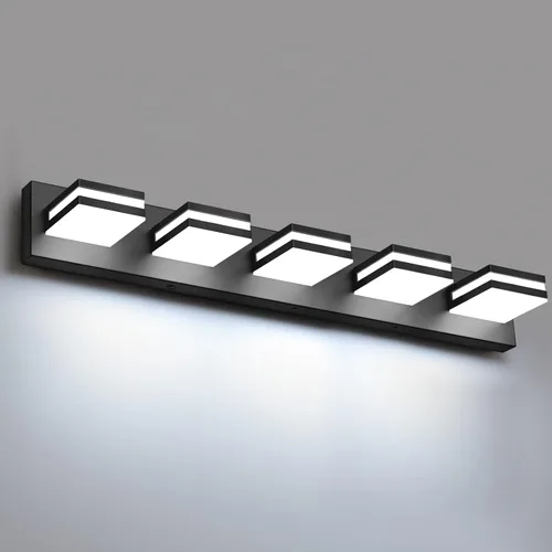 Vista 27 de IZORRO Luces LED modernas para baño (8 luces, regulables), iluminación de pared acrílica blanca mate, luces de tocador para baño sobre espejo, 6000