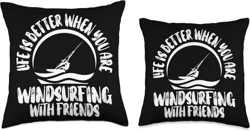 Vista 3 de Windsurfing Surfing Board Water Sports Throw Pillow