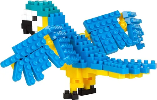 Vista 4 de nanoblock - Aves - Guacamayo azul y amarillo, serie Colección Kit de construcción