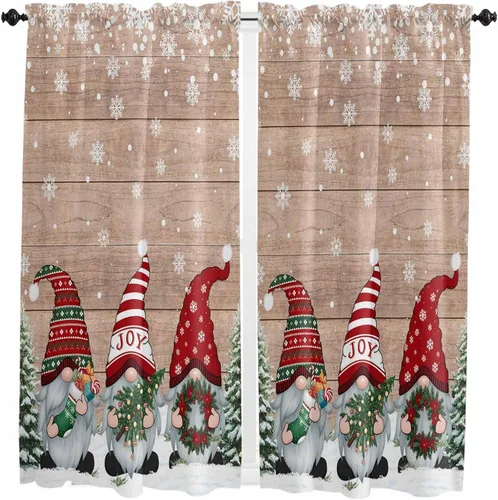 Vista 68 de Cenefas de Navidad de invierno para ventanas, cortinas de cocina con bolsillo para barra, cortinas con aislamiento térmico para ventana de baño