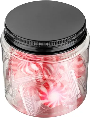 Vista 19 de Restaurantware RW Base Tarros de caramelo de 1 onza 10 recipientes de almacenamiento de cocina duraderos – Tarros redondos herméticos de plástico