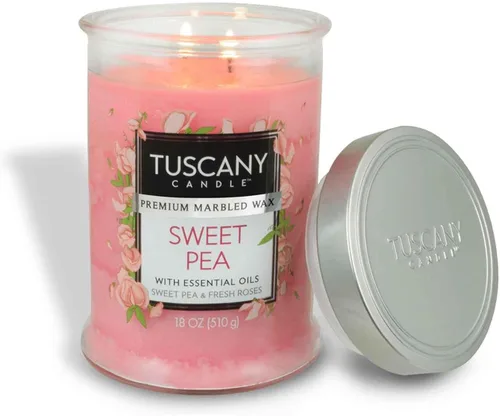 Vista 2 de Tuscany Candle Sweet Pea - Vela perfumada en tarro de larga duración, 18 onzas