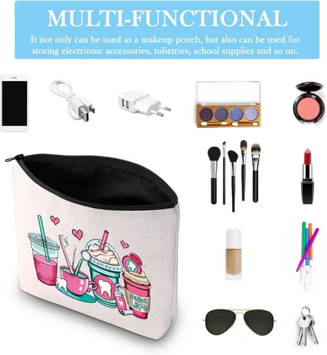 Vista 3 de GJTIM Bolsa de cosméticos para enfermeras e higienistas - Regalo de asistente dental con bolsa con cremallera
