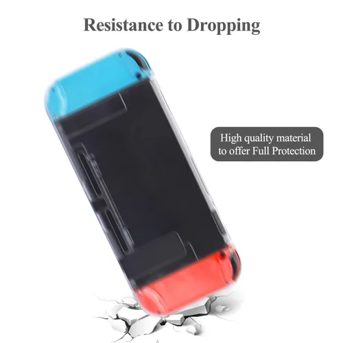 Vista 3 de FYOUNG Protective Case for Switch, Slim Hard Shell for Switch Accessories, Scratch&Shock Protection Cover with Screen Protector, 8 Thumb Grip(Clear