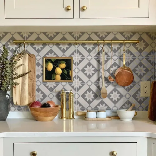 Vista 29 de Alwayspon 12 calcomanías de azulejos de pared retro florales mate para transferir, despegar y pegar, calcomanías de vinilo autoadhesivas