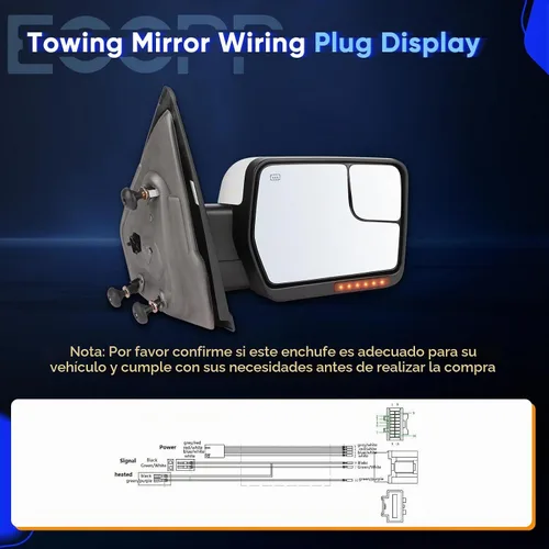 Vista 8 de ECCPP Par de espejos de remolque con Ford 2004-2014 para F150 1997-1999