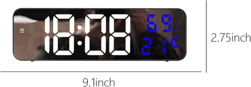 Vista 3 de Reloj de pared digital con control remoto, pantalla LED de 9 pulgadas, función de cuenta regresiva, reloj despertador de brillo ajustable