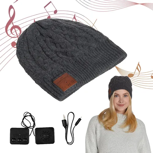 Vista 5 de Gorro Bluetooth unisex con auriculares estéreo inalámbricos compatible con todos los dispositivos Bluetooth