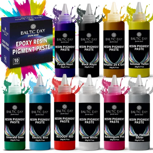 Vista 12 de BALTIC DAY Pasta de pigmentos de 10 colores para juego de resina epoxi [serie purpurina] Pigmento epoxi opaco, pasta de tinte epoxi y polvo de mica