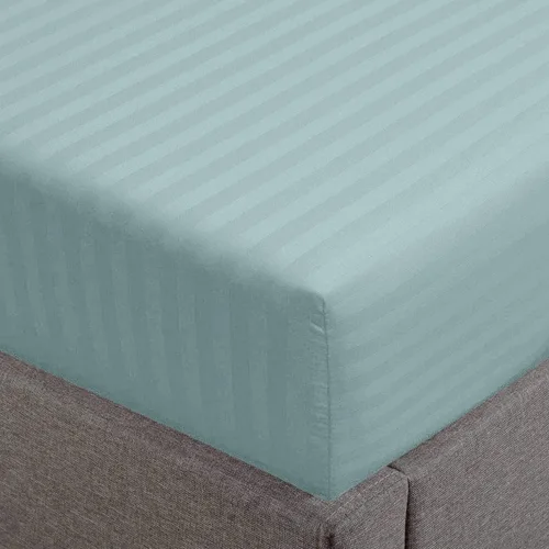 Vista 26 de Feather & Stitch - Sábana bajera ajustable de 100 % algodón, tejido satén de damasco, transpirable a rayas, sábana elástica para colchón de 18