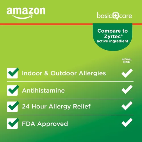 Vista 2 de Amazon Basic Care - Pastillas All Day Allergy de 10 mg de diclorhidrato de cetirizina, antihistamínico, 365 comprimidos