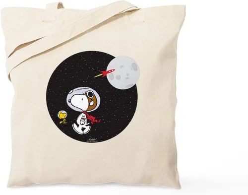 Vista 12 de CafePress Peanuts Snoopy Reusable Beige Canvas Tote Shopping Bag