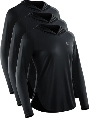 Vista 10 de NELEUS - Camisetas de protección solar para mujer, para correr, atléticas, con capucha, para el entrenamiento