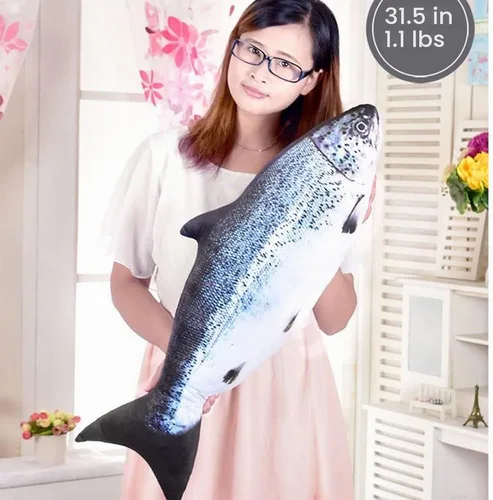 Vista 3 de OUKEYI Almohada y cojín suave de 31.5 pies para decoración de peces de salmón.