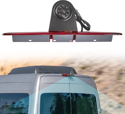 Vista 8 de RED WOLF Carcasa de 3ª lámpara de freno con soporte de techo para cámara de respaldo para Mercedes-Benz Sprinter, Dodge Sprinter, VW Crafter Vans