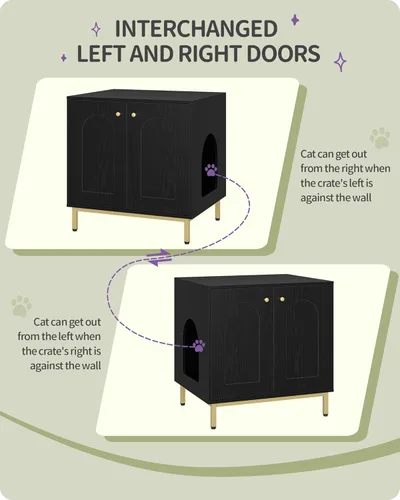 Vista 4 de Hzuaneri Gabinete Oculto para Caja de Arena para Gatos, Mueble Oculto para Caja de Arena, Casa de Madera para Gatos, Mesa Lateral, Sala de Estar