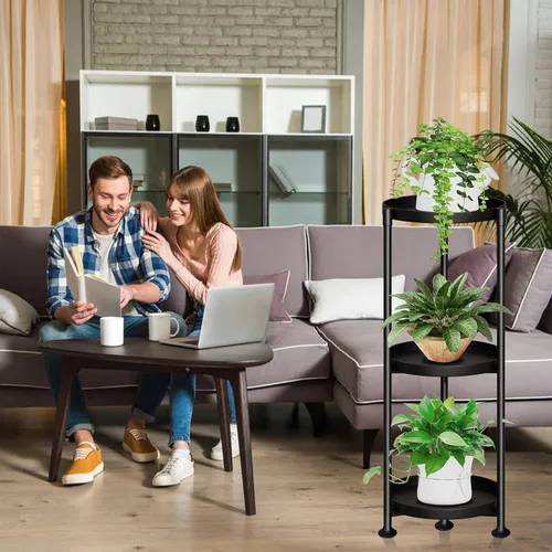 Vista 6 de SYQ Soporte para Plantas de 3 Niveles Interior Exterior - Soporte de Plantas de Metal Extra Alto de 34' para Plantas en Maceta, Soporte de Plantas