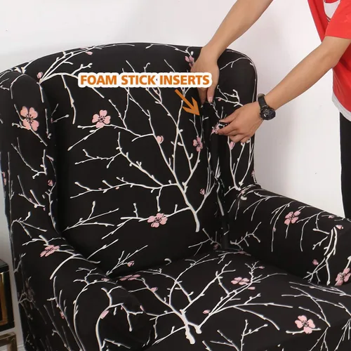 Vista 3 de GULI Wingback - Funda para silla de 2 piezas, fundas para silla de sillón, fundas de elastano para sofá, protector de muebles, lavable a máquina