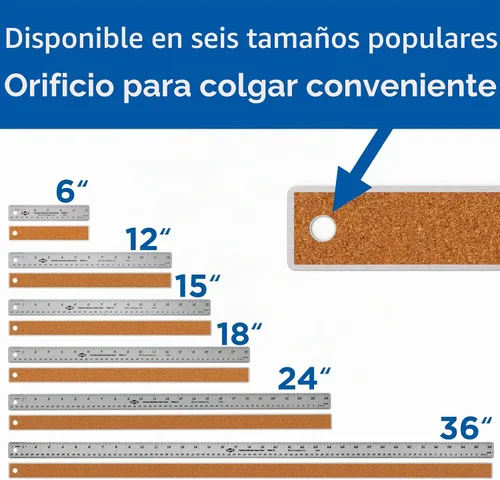 Vista 3 de Alvin, Regla de acero inoxidable, metal, 6 pulgadas
