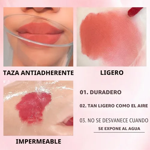 Vista 7 de Juego de 12 lápices labiales líquidos mate, color rojo nude, impermeable, de larga duración, B Glam todo el día
