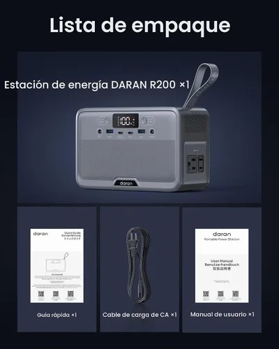 Vista 8 de DARAN Estación de energía portátil R200 192Wh, fuente de alimentación Gris