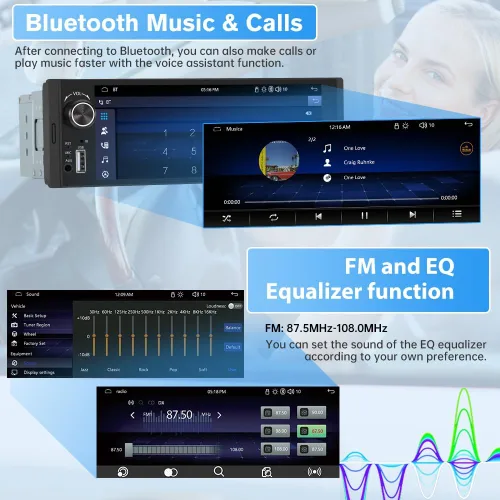 Vista 10 de Estéreo de automóvil de 6.36 pulgadas con CarPlay y Android Auto HD IPS pantalla táctil Radio con Bluetooth 5.0, cámara de respaldo 720P con cable