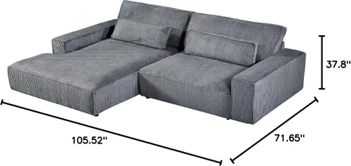 Vista 2 de Container Furniture Direct Luxe - Sofá modular de dos piezas de gran tamaño para sala de estar, sofá en forma de L con diván, tapizado con tela