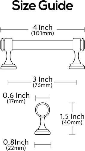 Vista 5 de Alzassbg - Paquete de 10 tiradores dorados cepillados para gabinete, manijas de cocina de 3 pulgadas (76mm) de centro a centro de agujero, barra