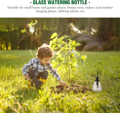 Vista 3 de GANAZONO Pequeña regadera botella de spray de vidrio para botella de riego de terrario Diseño vintage de vidrio