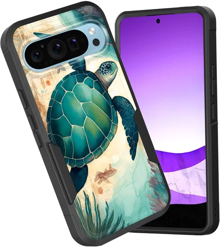 Vista 8 de Funda para Pixel 6A, funda híbrida de doble capa resistente a prueba de golpes de policarbonato duro de silicona suave TPU para Google Pixel 6A