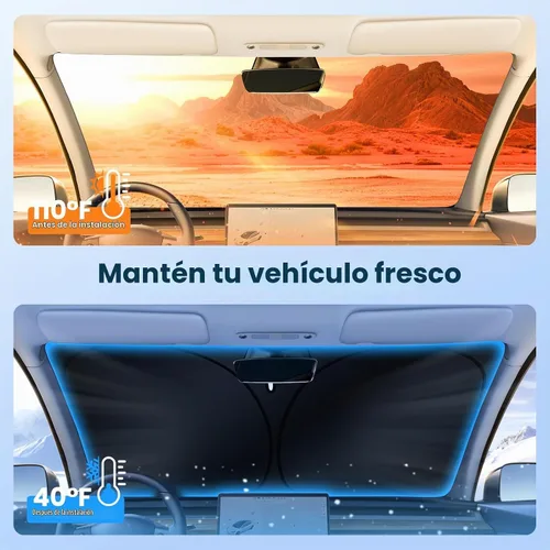 Vista 3 de Canvcle Parasol para parabrisas para Tesla modelo Y/3 2017-2025 2026 (compatible con modelos 2025 Y Juniper/2024 Modelo 3 Highland), parasol grueso