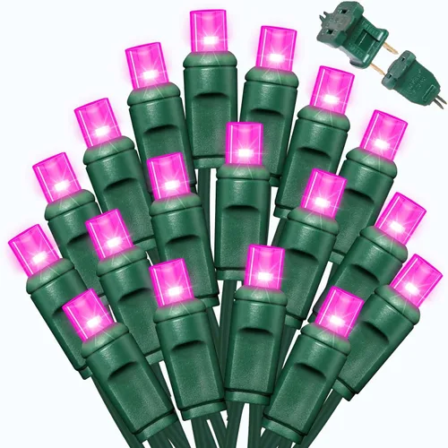 Vista 20 de LAMPHOME 100 unidades (2 paquetes de 50L) de luces de cadena, 30% de bombillas centelleantes y 70% de bombillas de luz constante, luces de Navidad