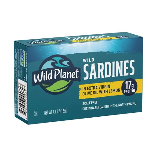 Vista 7 de Wild Planet - Sardinas silvestres en aceite de oliva extra virgen, ligeramente ahumadas, pescado enlatado, capturado de manera sostenible, sin