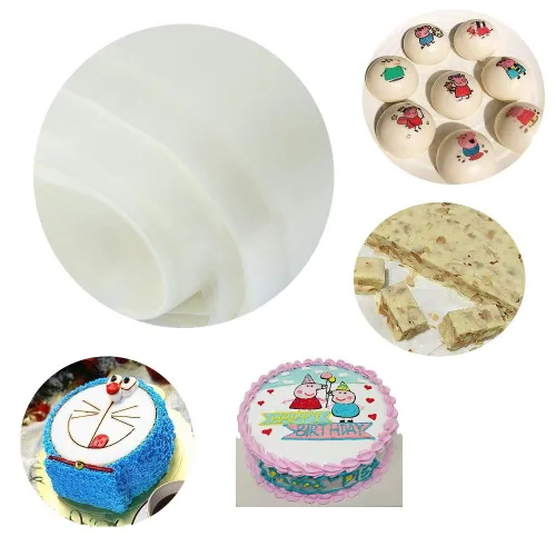 Vista 3 de 50/100/200 hojas de papel rectangular comestible de arroz y oblea, 9 x 12.6 pulgadas para embalaje de dulces o decoración de alimentos (50) (2)