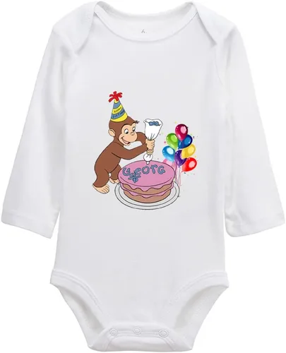 Vista 4 de Curious George Happy Birthday - Mameluco unisex de manga larga para bebé Azul