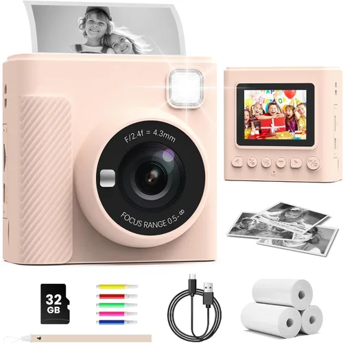Vista 10 de TIATUA Cámara de Impresión Instantánea para Niños, Regalos de Navidad y Cumpleaños para Niñas y Niños, Cámara Digital de Video HD 1080P para Niños