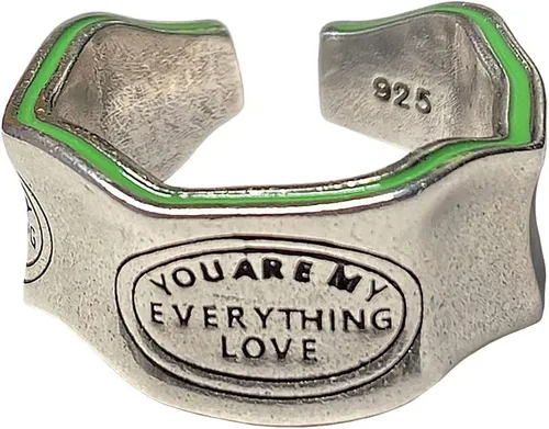 Vista 21 de Anillos de banda ancha de plata de ley 925 vintage hechos a mano para mujeres/hombres, anillo ajustable para el pulgar